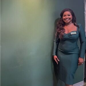 Green Dress with Square Neckline